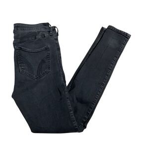 Hollister Womens Black Curvy High Rise Stretch Super Skinny Jeans Size 28x33
